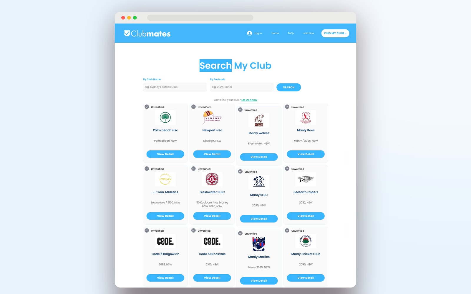 Clubmates: Three user types with separate flows