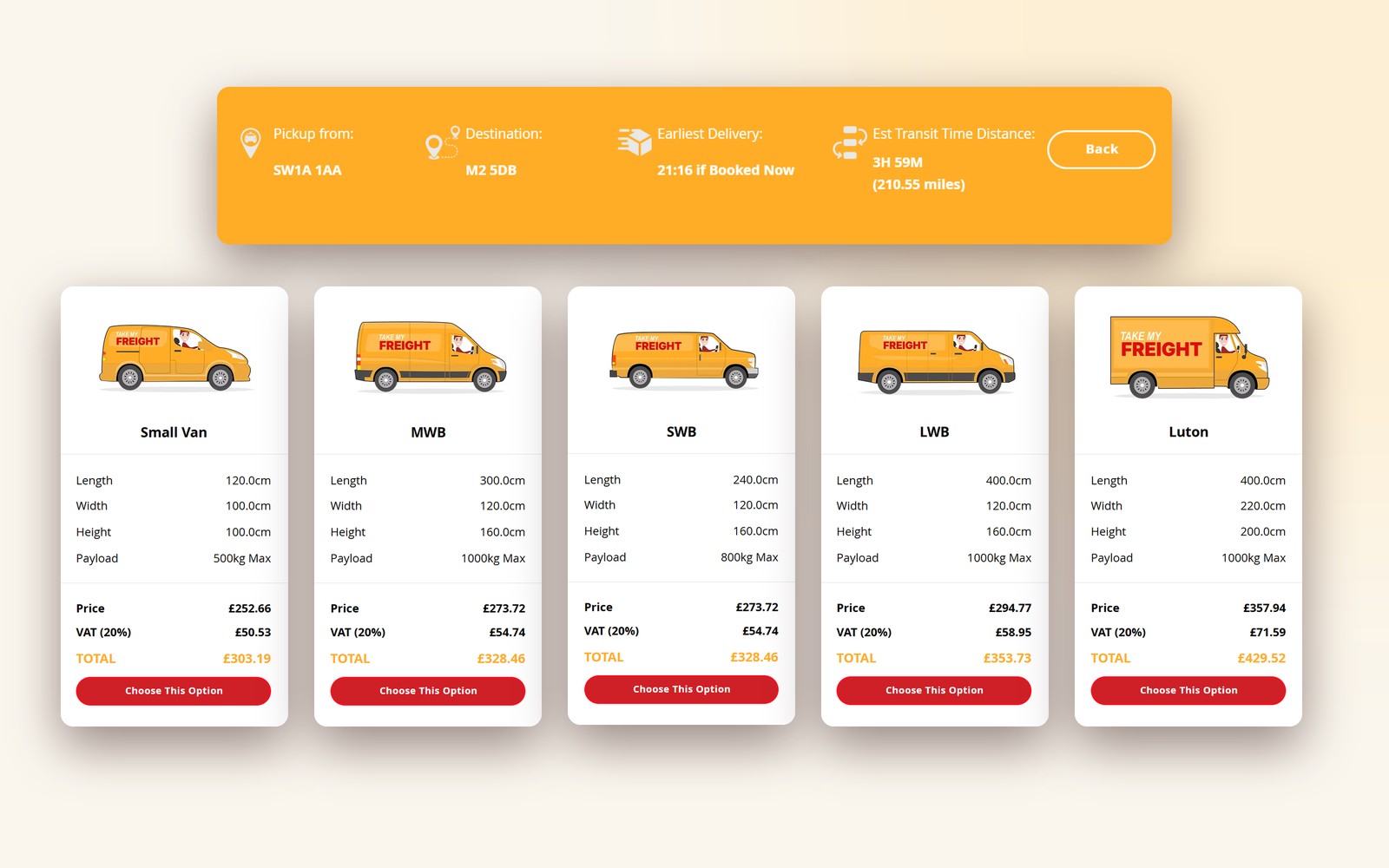 Take My Freight: Per-vehicle pricing managed from the CMS